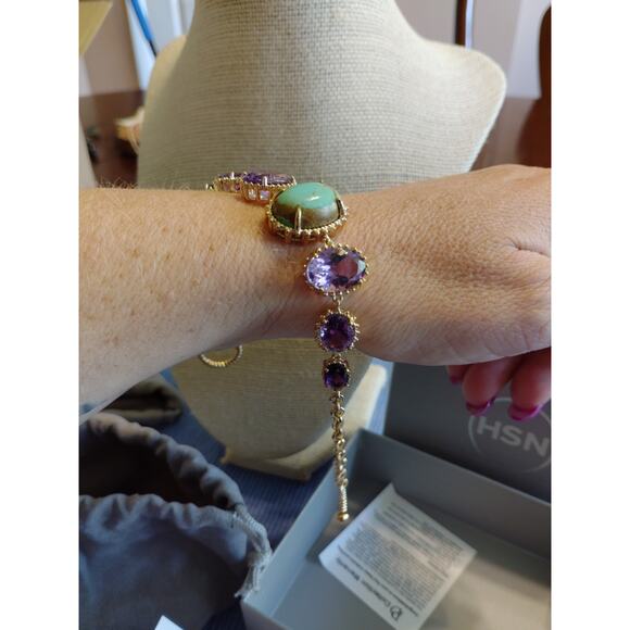 Paul Deasy Turquoise/Amethyst Bracelet 925 UTC India Brand New In Box - Picture 8 of 10